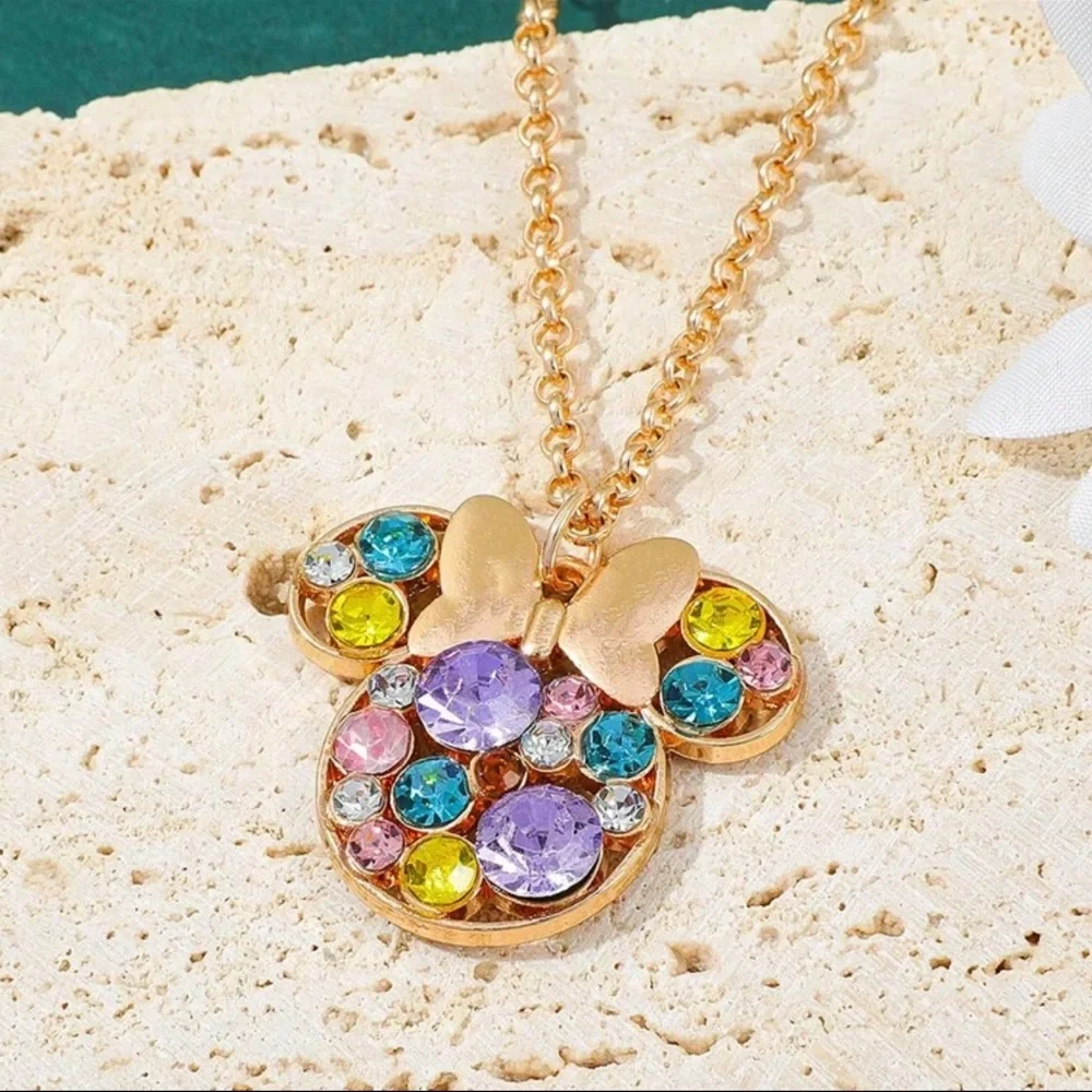 Colorful Crystal Disney Minnie Mouse Necklace - Picture 4 of 9